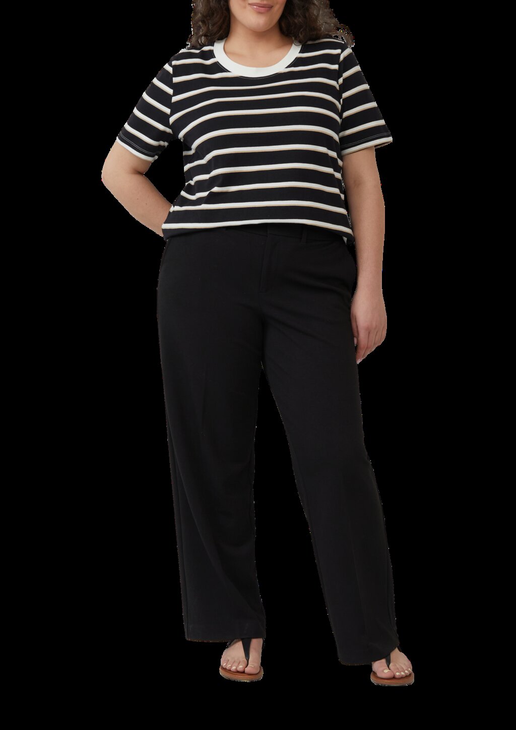 Verkürztes Baumwoll-T-Shirt mit Streifen