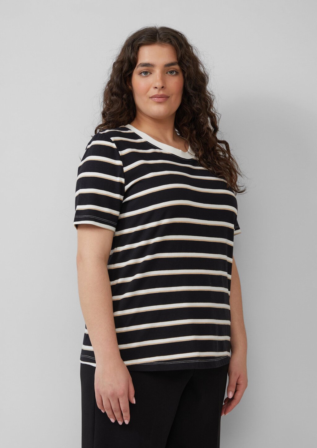 Verkürztes Baumwoll-T-Shirt mit Streifen