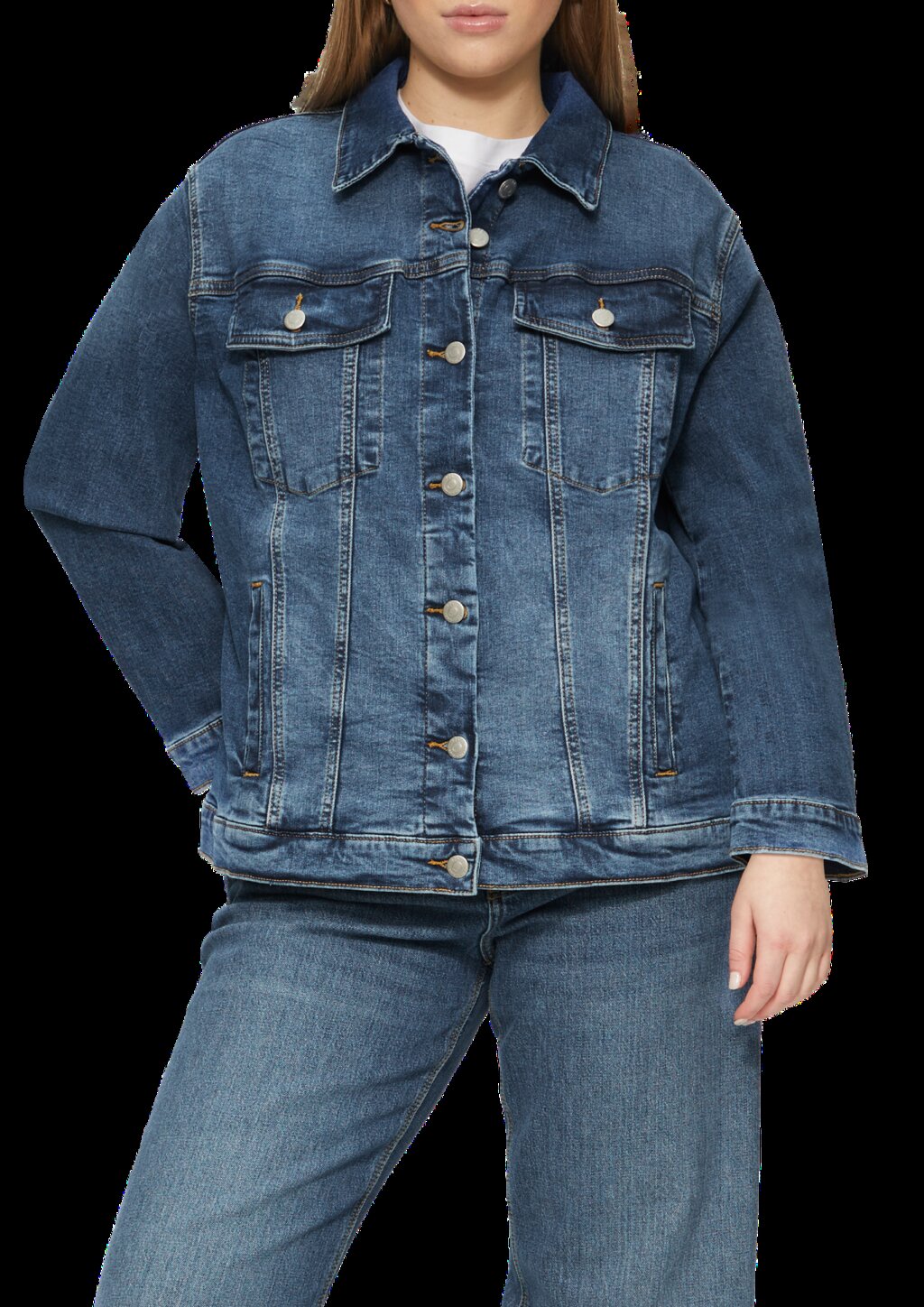 Schmal geschnittene Denimjacke in authentischer Waschung