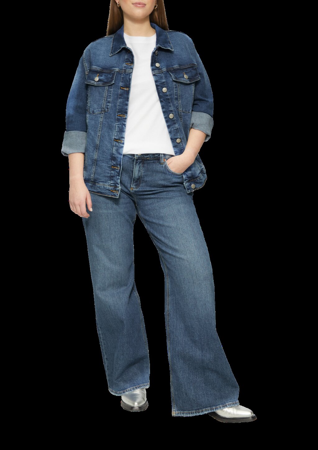 Schmal geschnittene Denimjacke in authentischer Waschung