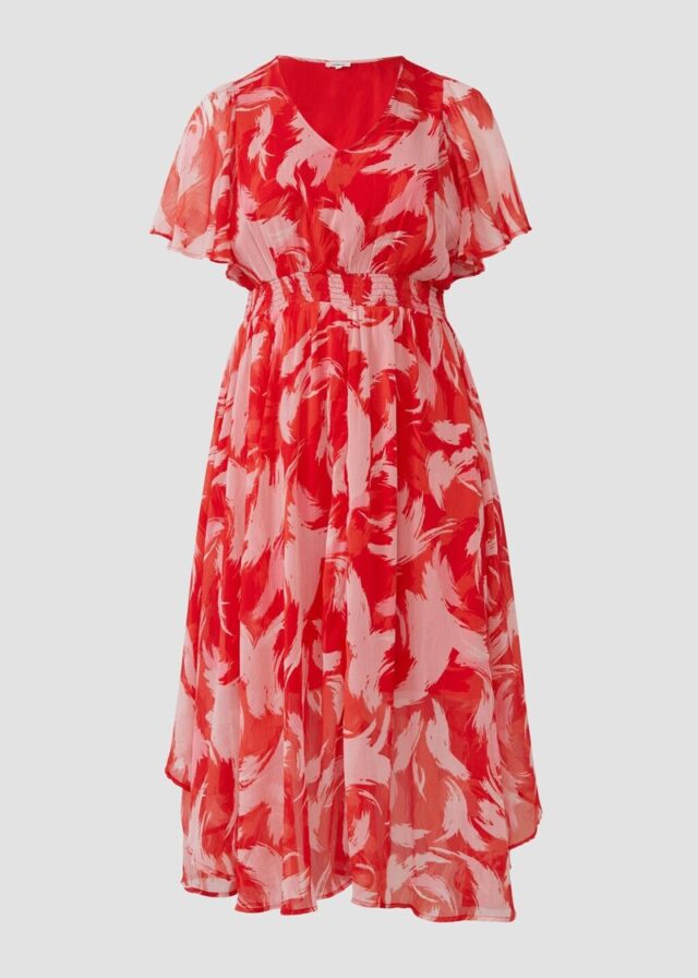 Maxikleid aus Chiffon mit gesmokter Taille