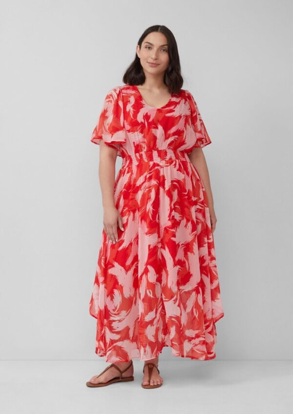 Maxikleid aus Chiffon mit gesmokter Taille