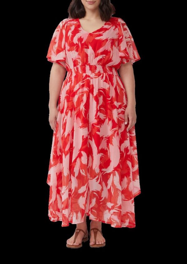 Maxikleid aus Chiffon mit gesmokter Taille