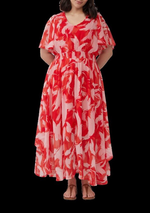 Maxikleid aus Chiffon mit gesmokter Taille