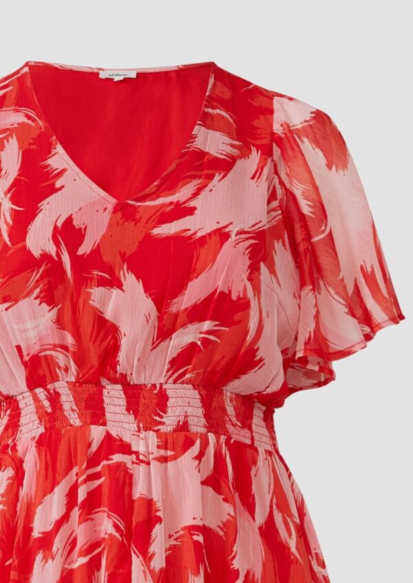 Maxikleid aus Chiffon mit gesmokter Taille