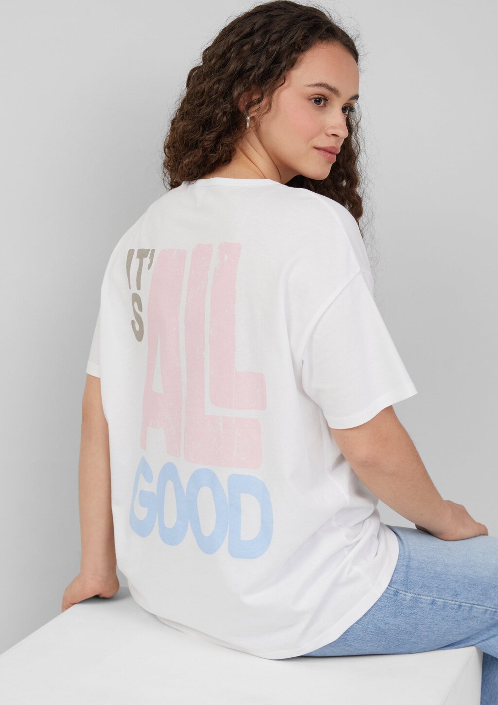 Boyfriend-Shirt mit Front- und Backprint