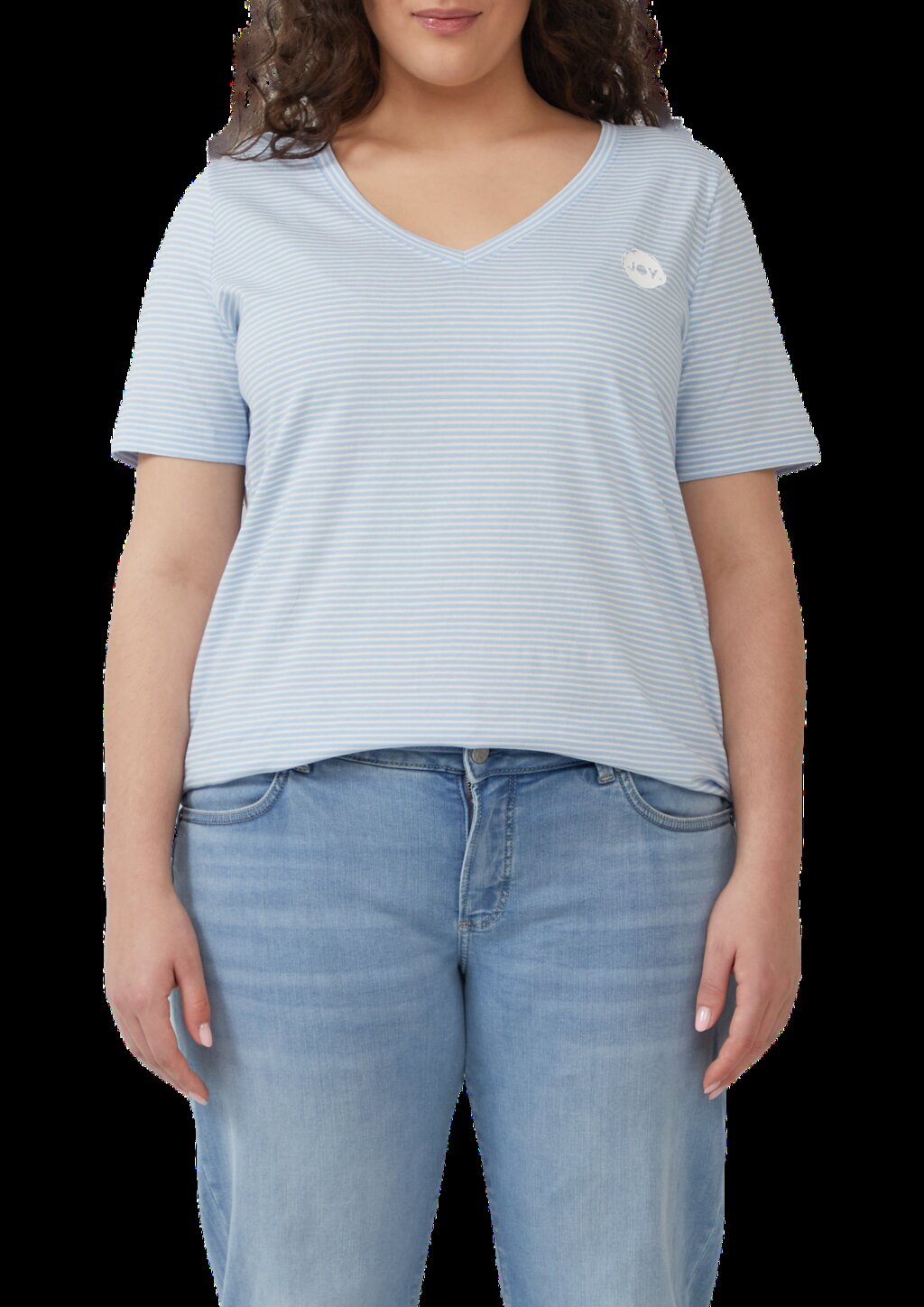 T-Shirt mit V-Ausschnitt und Print-Detail