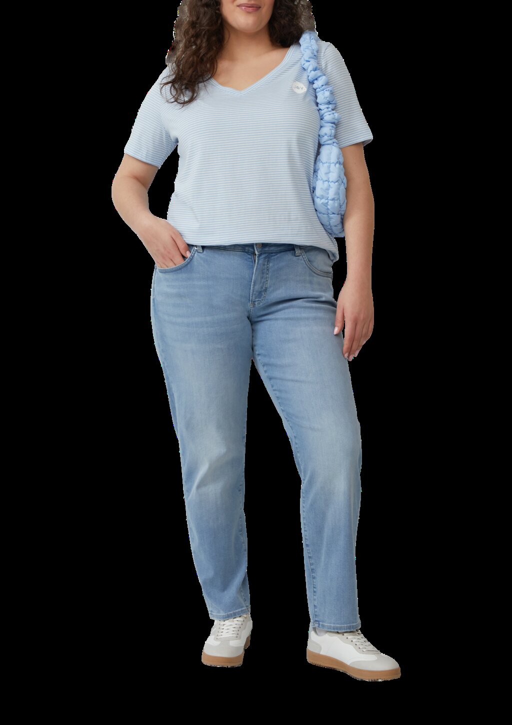 T-Shirt mit V-Ausschnitt und Print-Detail