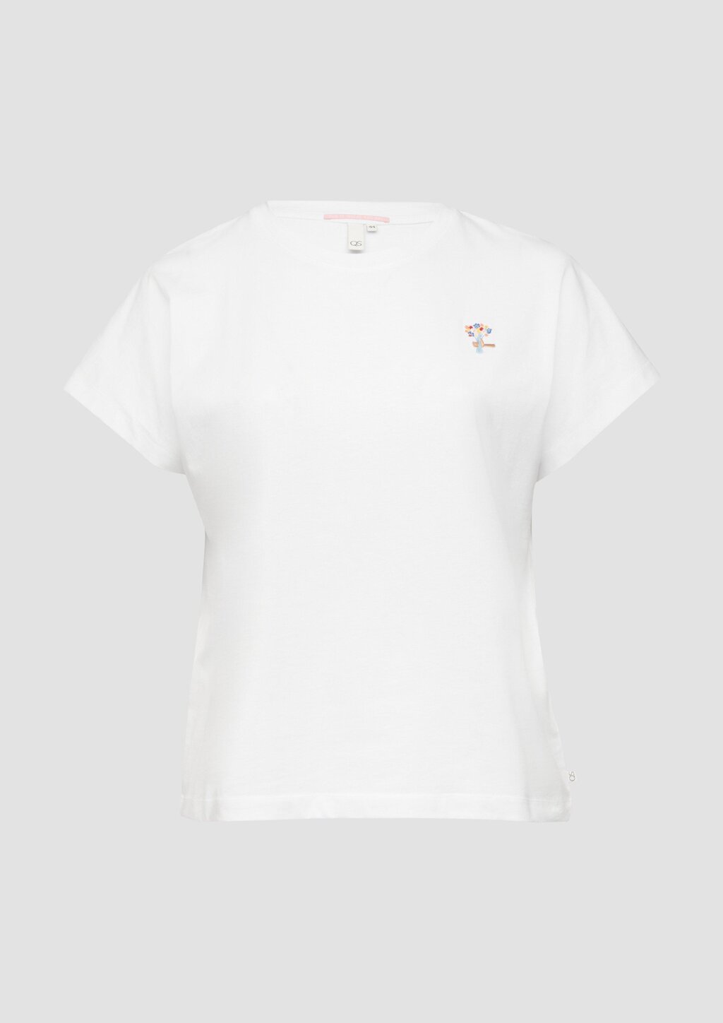 Lässiges Shirt mit angeschnittener Schulter und kleiner Stickerei