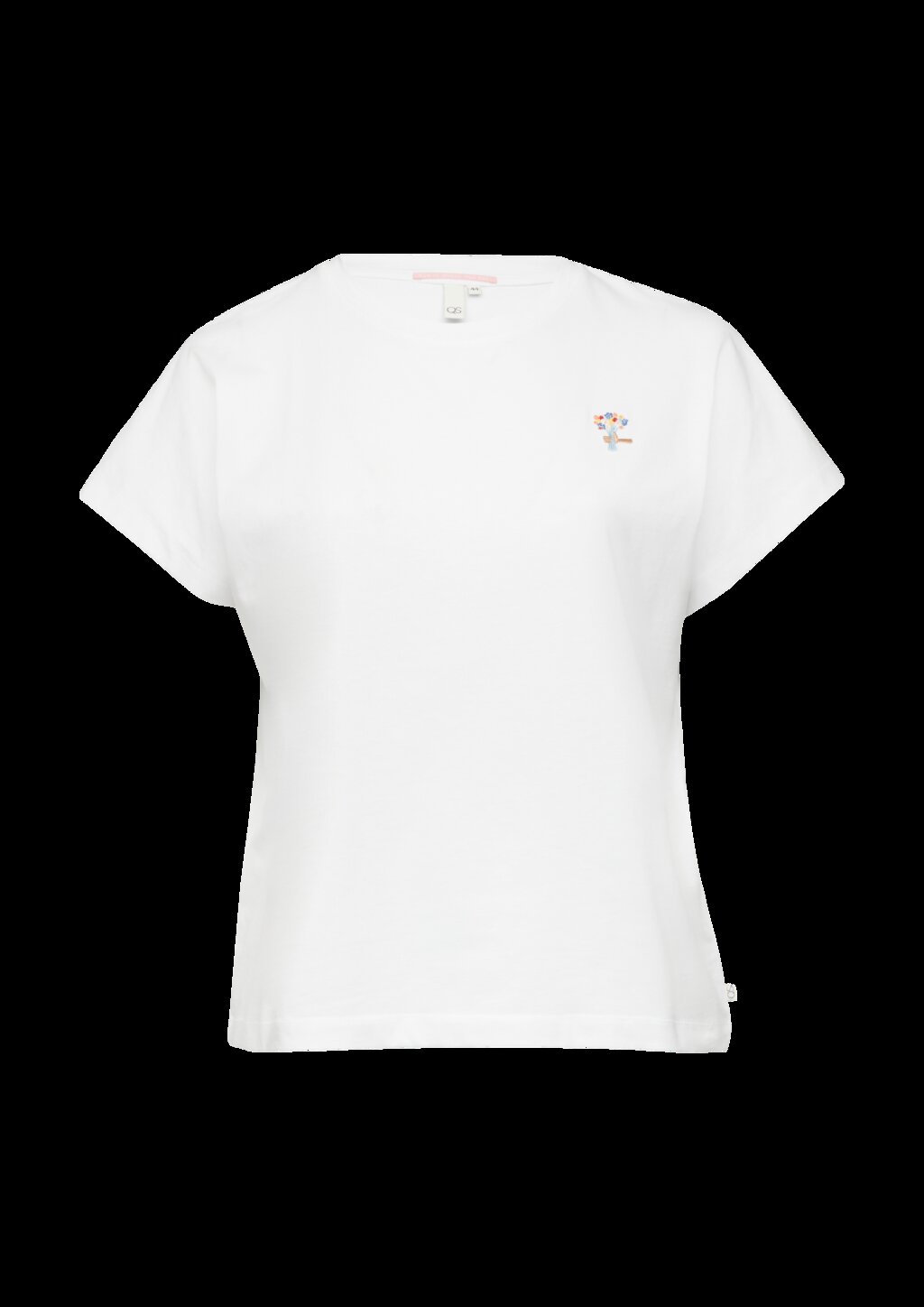 Lässiges Shirt mit angeschnittener Schulter und kleiner Stickerei