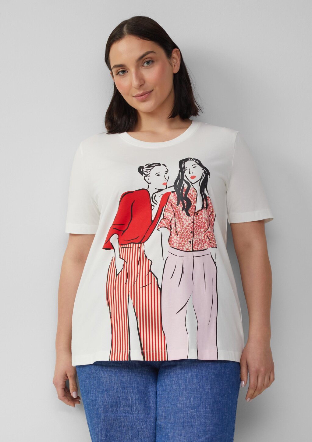 Baumwoll-T-Shirt im Regular Fit mit Frontprint