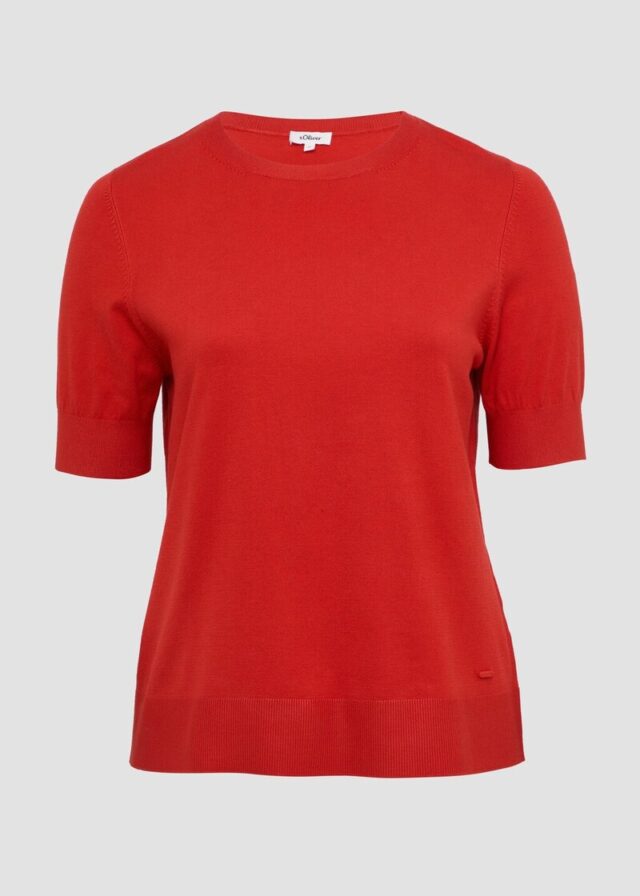 Kurzärmeliger Strickpullover aus Viskosemix