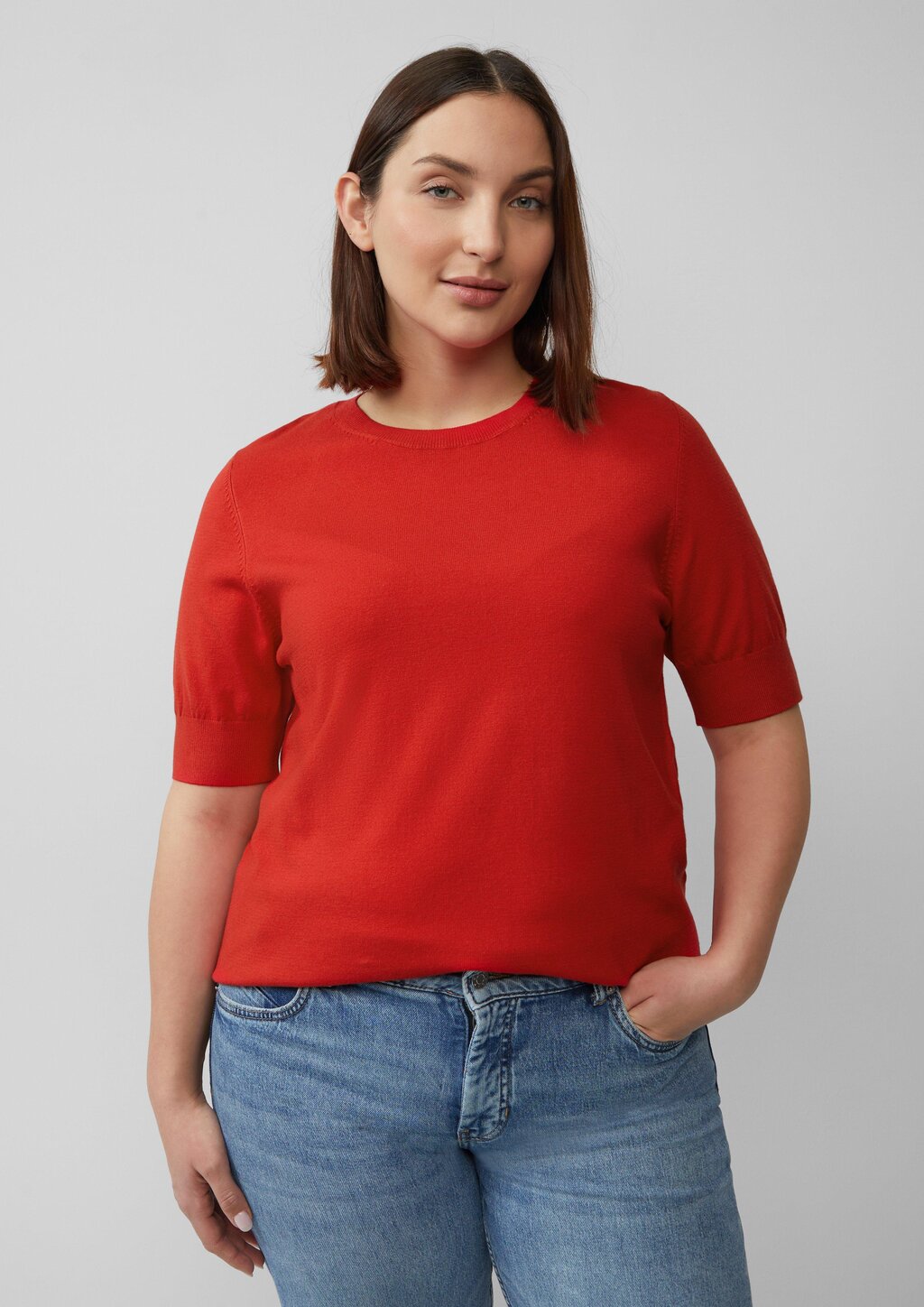 Kurzärmeliger Strickpullover aus Viskosemix