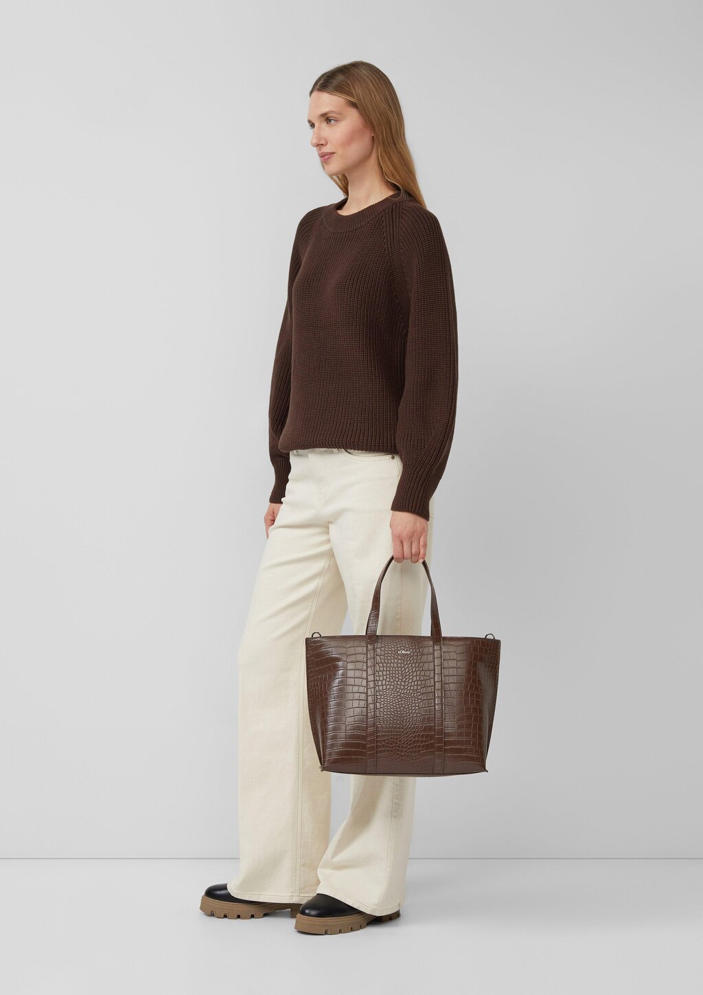 Geräumiger Shopper aus Lederimitat in Kroko-Optik