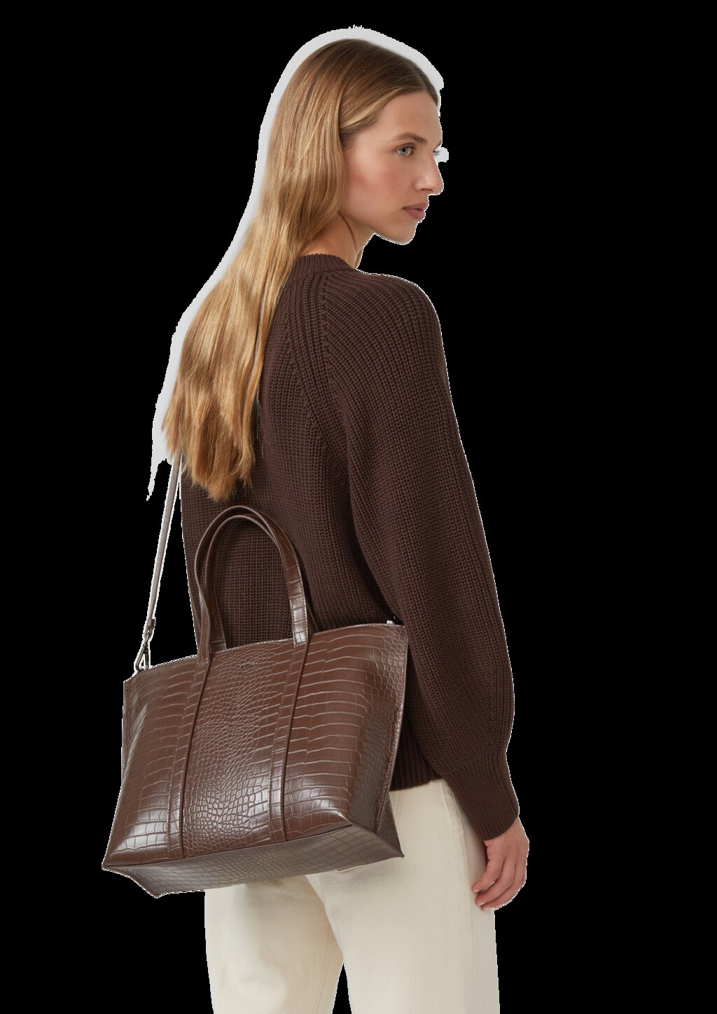 Geräumiger Shopper aus Lederimitat in Kroko-Optik