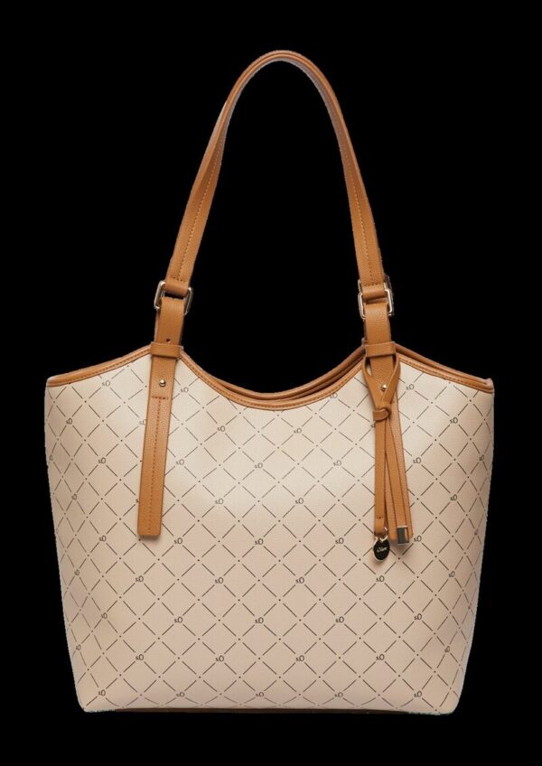 Geräumiger Shopper in Leder-Optik mit Logo-Print