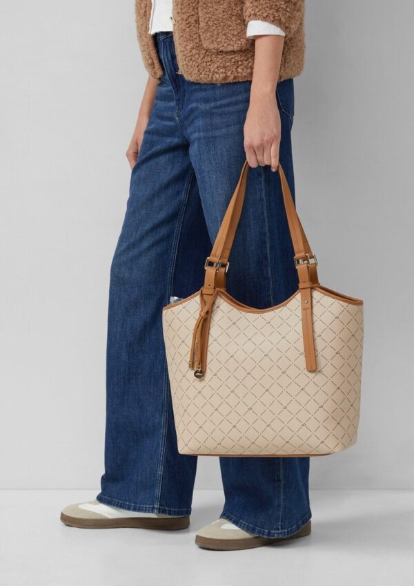 Geräumiger Shopper in Leder-Optik mit Logo-Print