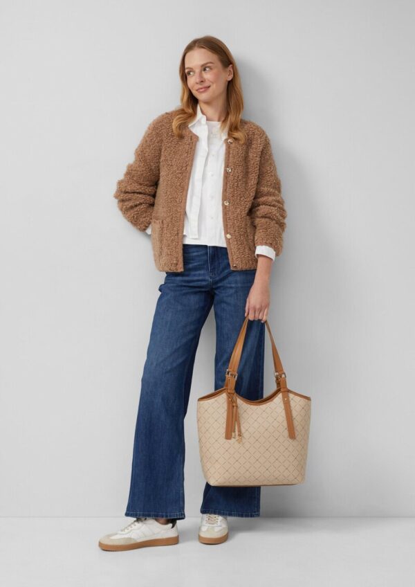 Geräumiger Shopper in Leder-Optik mit Logo-Print