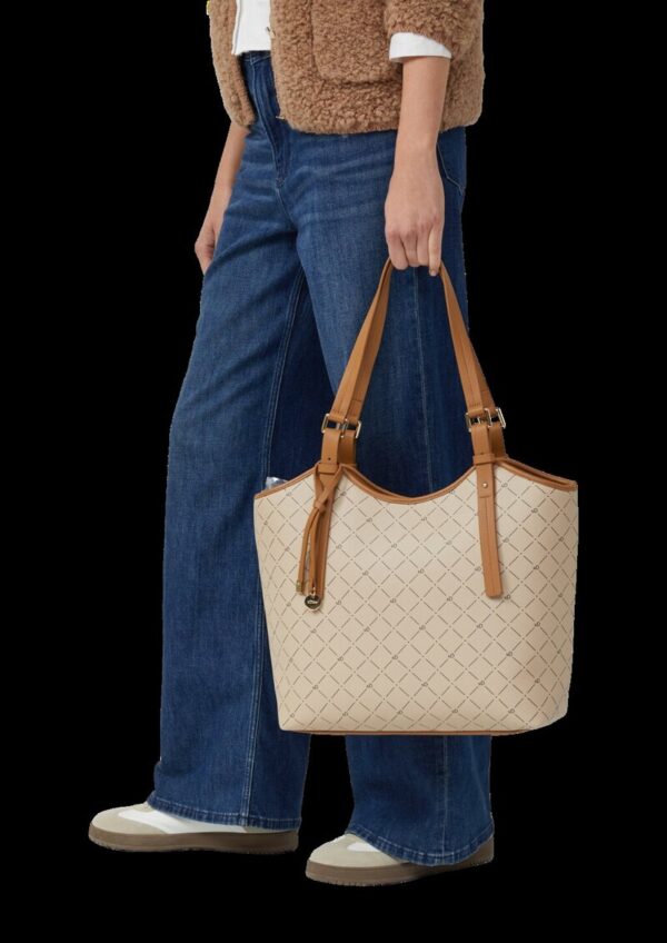 Geräumiger Shopper in Leder-Optik mit Logo-Print