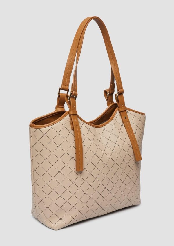 Geräumiger Shopper in Leder-Optik mit Logo-Print