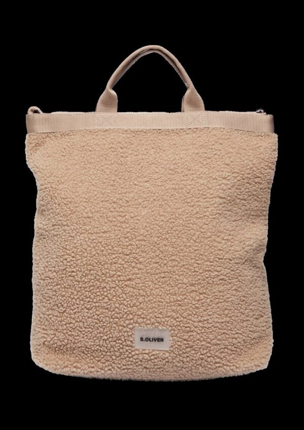 Rucksack aus Teddyplüsch mit Logo-Patch