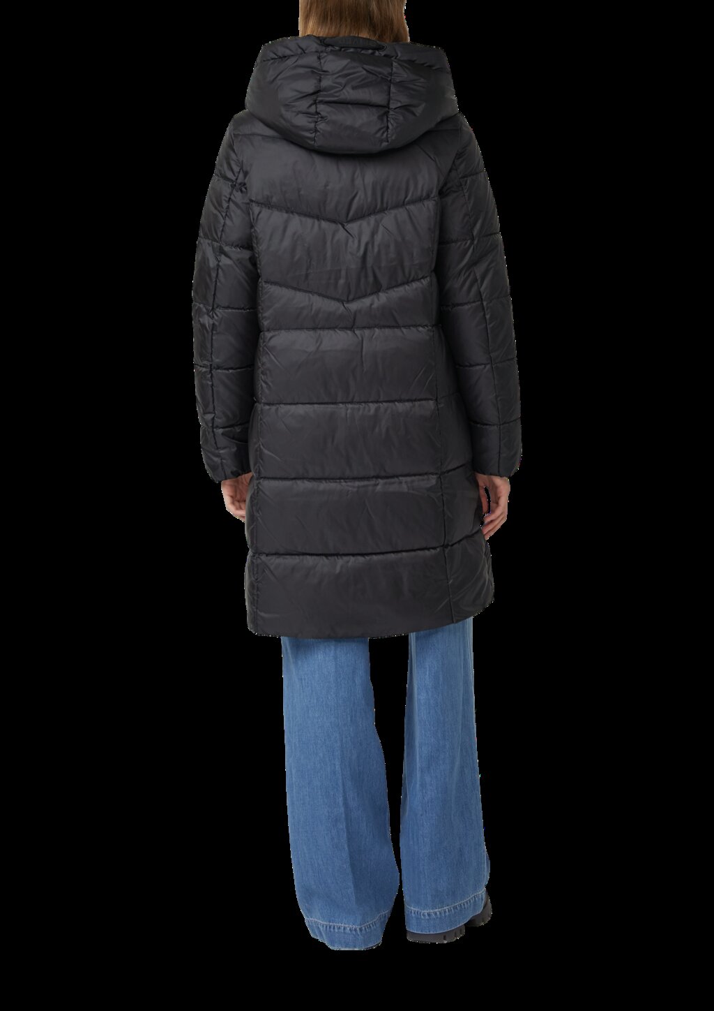 Steppmantel mit Stehkragen und Kapuze