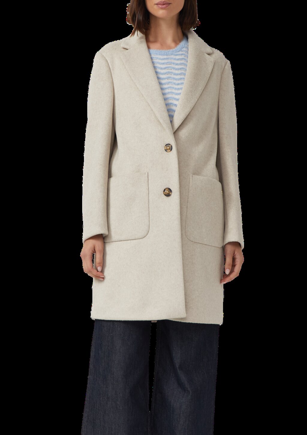 Softer Mantel mit Reverskragen und aufgesetzten Taschen