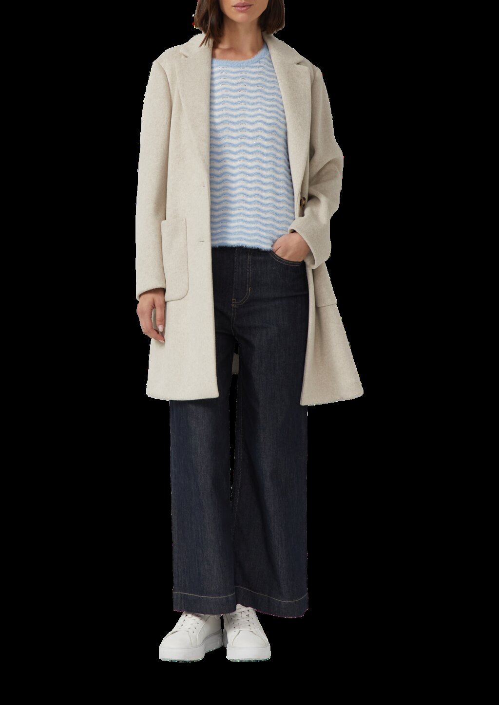 Softer Mantel mit Reverskragen und aufgesetzten Taschen