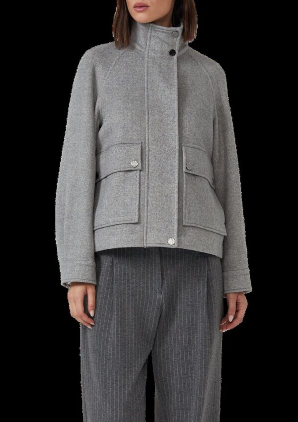 Wollmix-Jacke mit Fischgrät-Muster