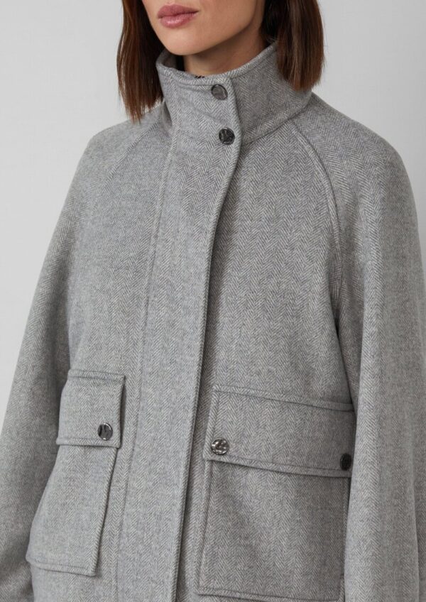 Wollmix-Jacke mit Fischgrät-Muster