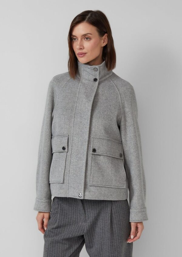 Wollmix-Jacke mit Fischgrät-Muster