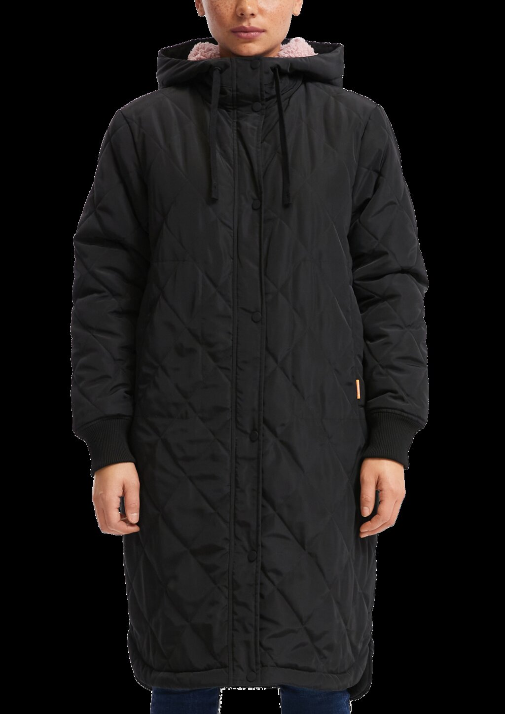 Locker geschnittener Steppmantel mit Teddyfutter