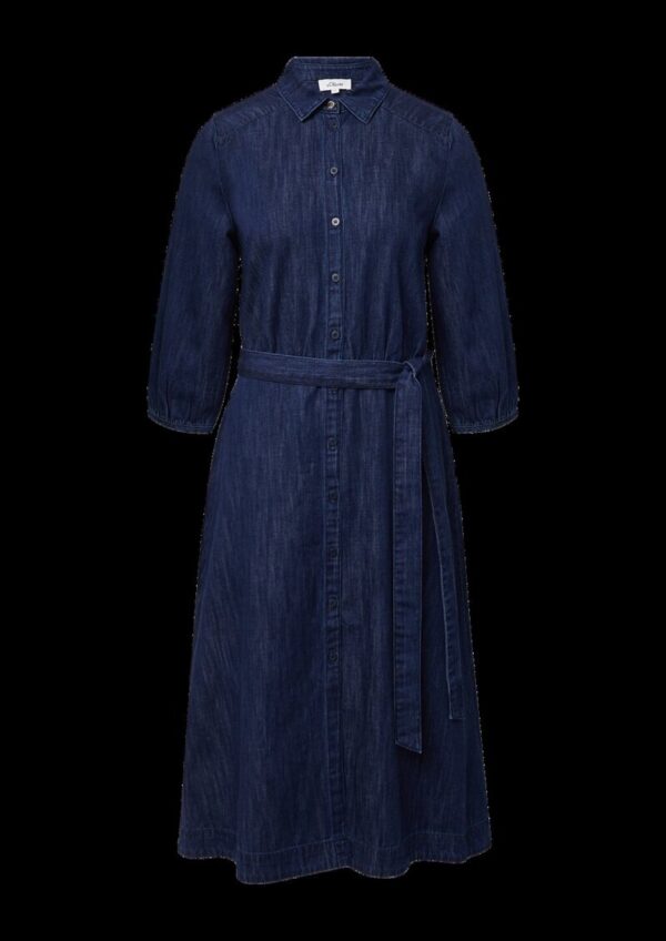 Jeanskleid mit 3/4-Ärmeln und Knopfleiste