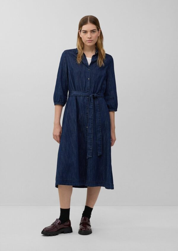 Jeanskleid mit 3/4-Ärmeln und Knopfleiste