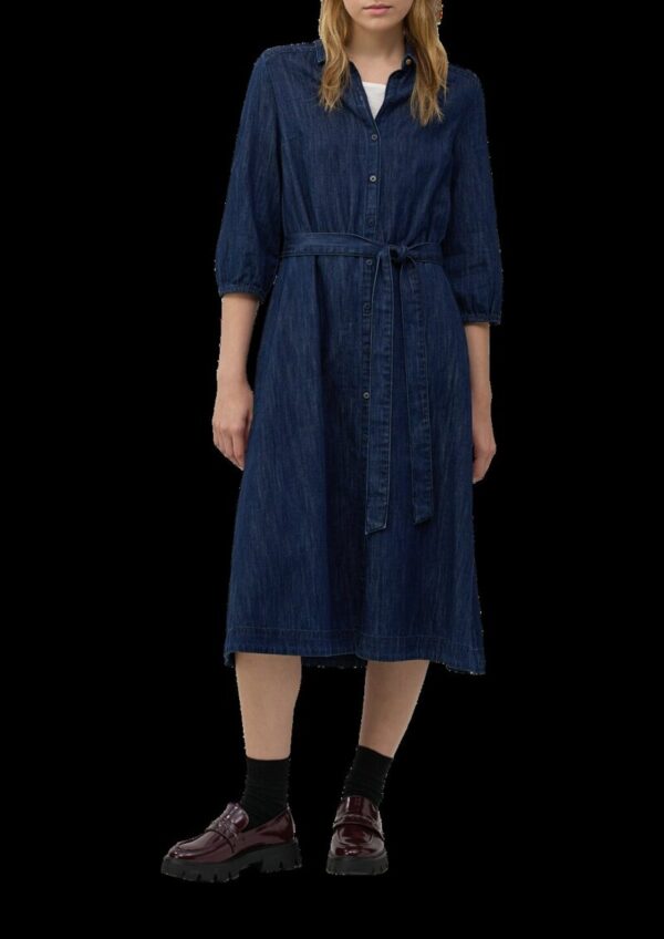 Jeanskleid mit 3/4-Ärmeln und Knopfleiste