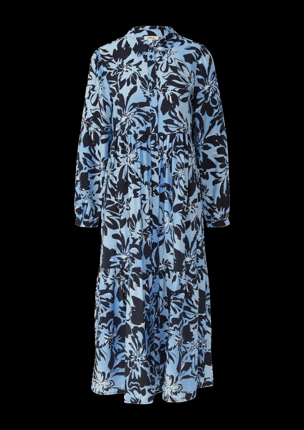 Strukturiertes Viskosemix-Kleid im A-Shape mit Eingrifftaschen