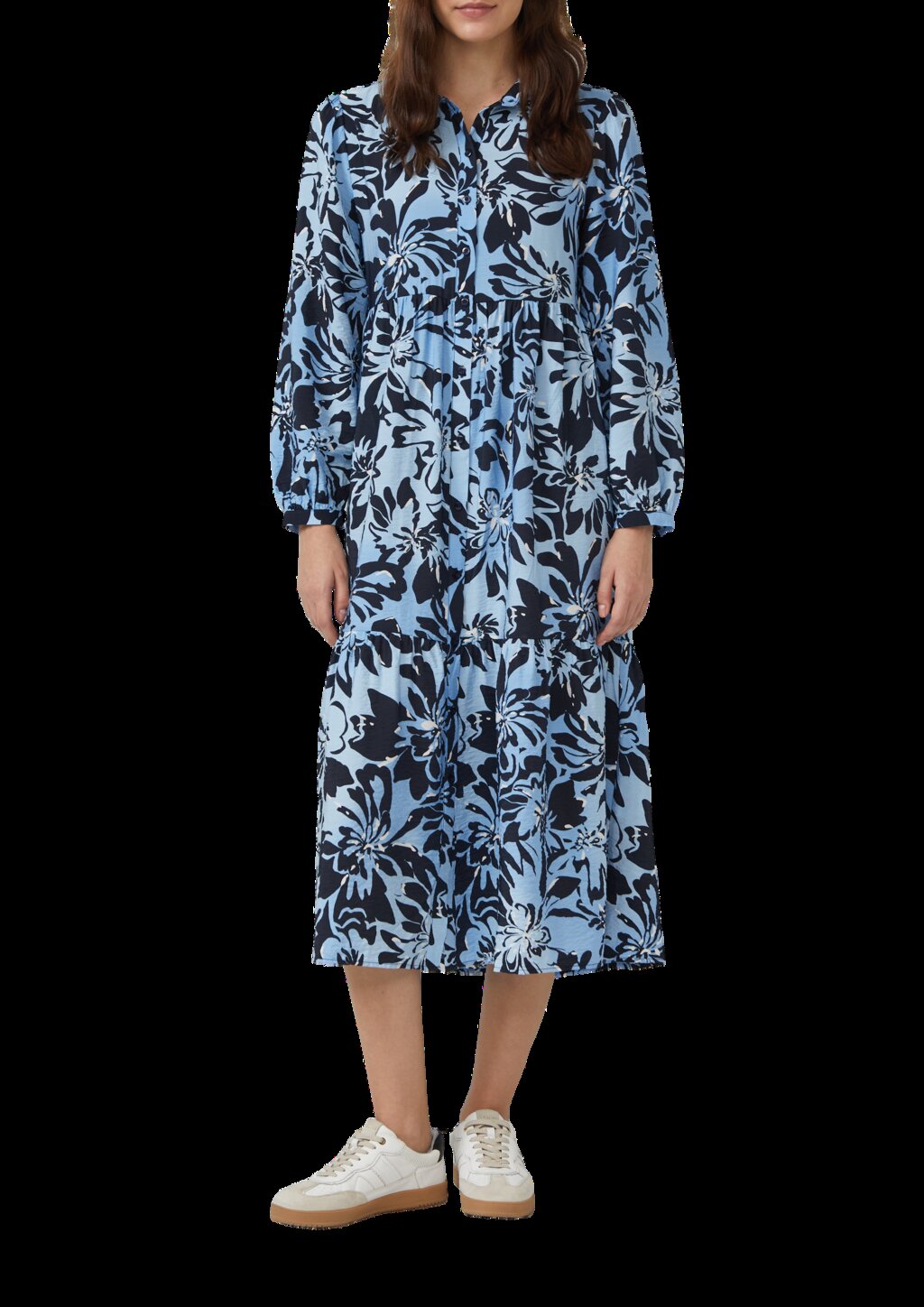 Strukturiertes Viskosemix-Kleid im A-Shape mit Eingrifftaschen