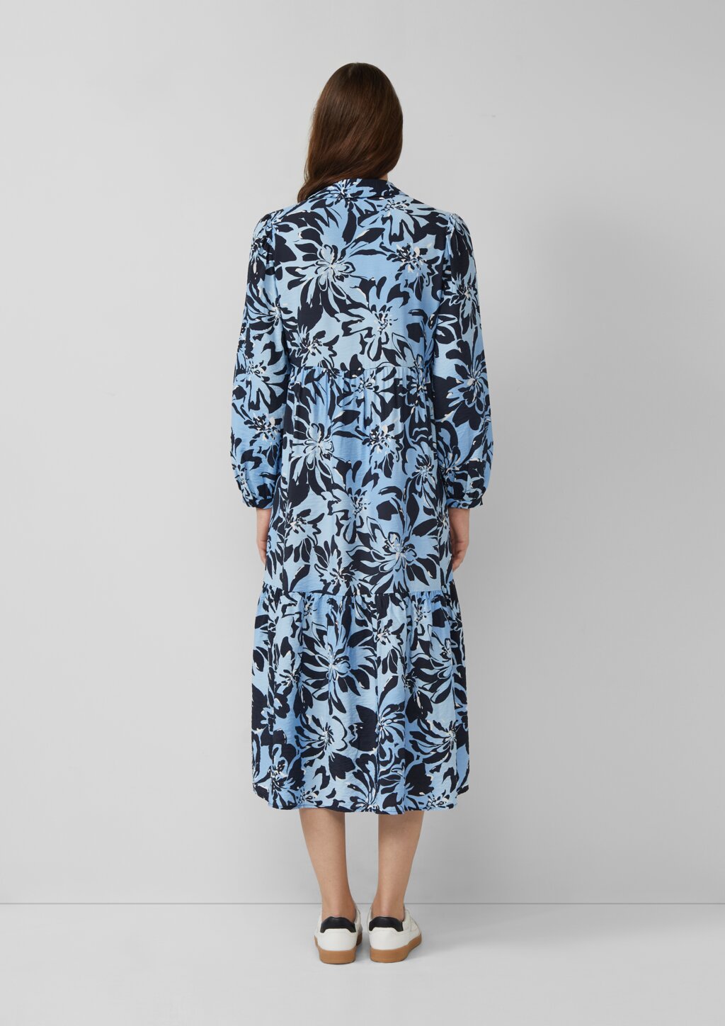 Strukturiertes Viskosemix-Kleid im A-Shape mit Eingrifftaschen