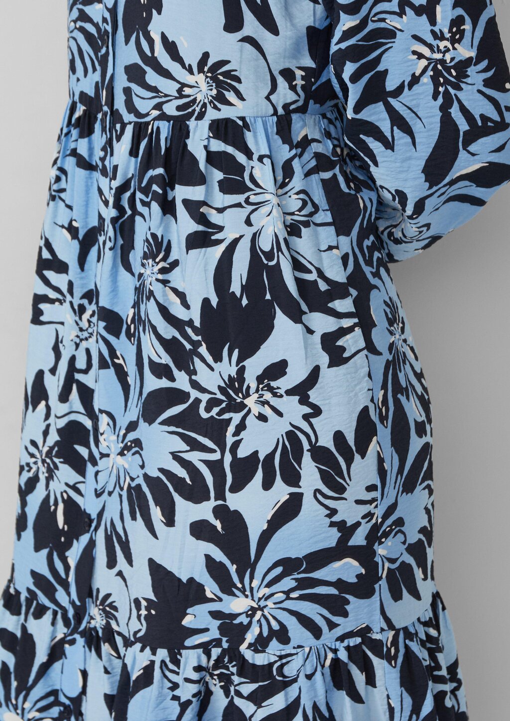 Strukturiertes Viskosemix-Kleid im A-Shape mit Eingrifftaschen