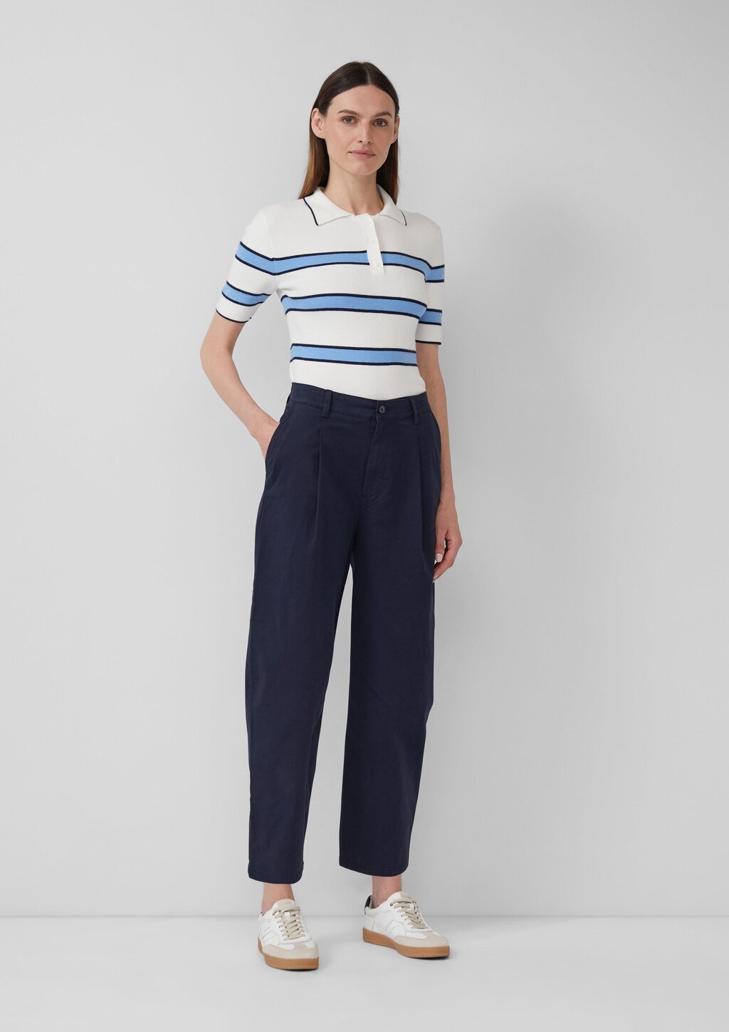 Baumwollstretch-Hose mit Barrel Leg