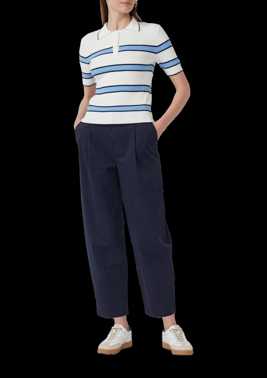 Baumwollstretch-Hose mit Barrel Leg