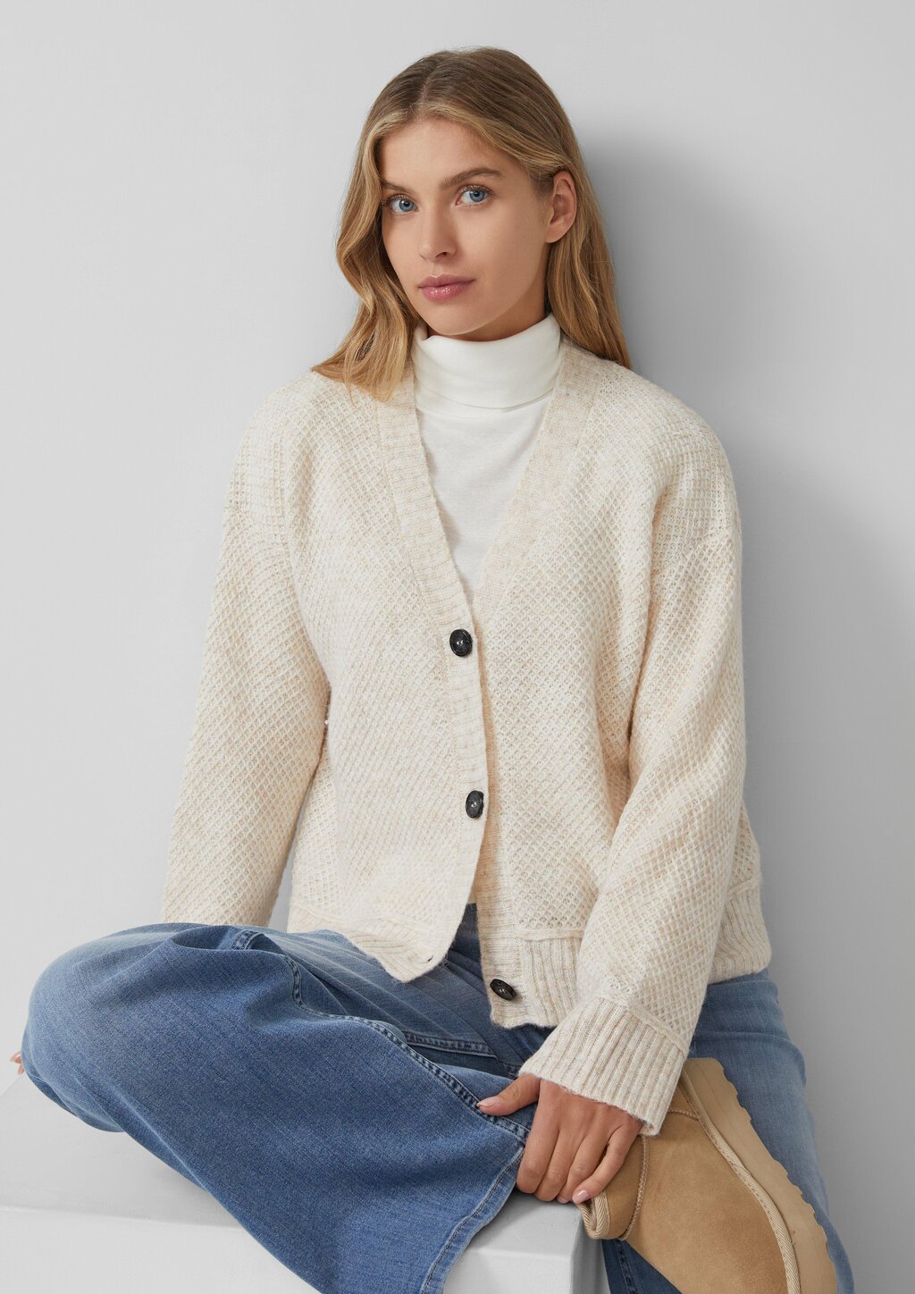 Kuscheliger Wollmix-Cardigan aus Strukturstrick im Relaxed Fit