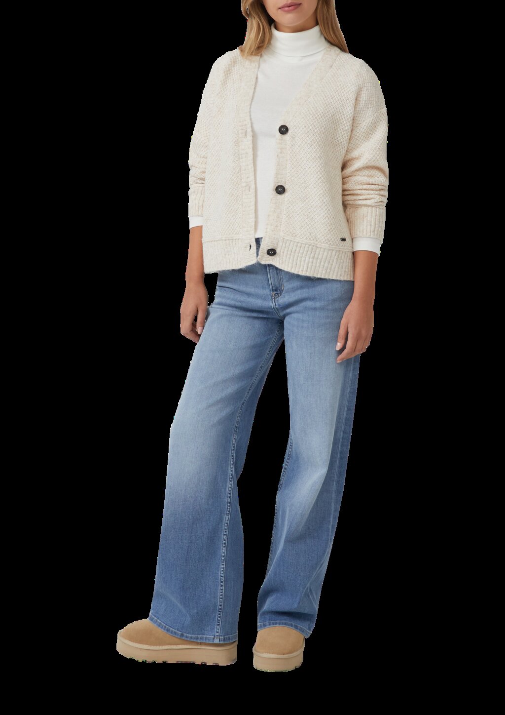 Kuscheliger Wollmix-Cardigan aus Strukturstrick im Relaxed Fit