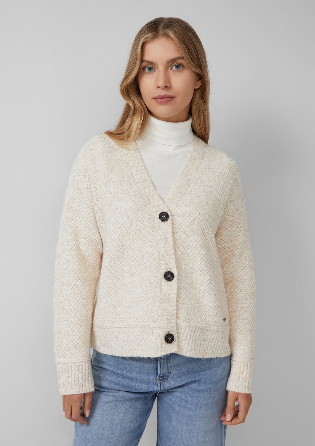 Kuscheliger Wollmix-Cardigan aus Strukturstrick im Relaxed Fit