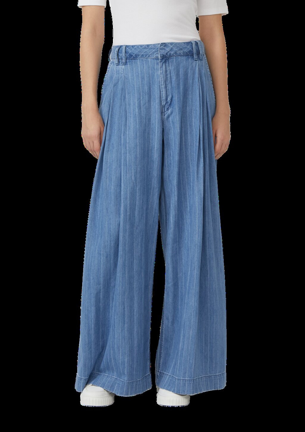 Fließende Jeans mit Nadelstreifen / Relaxed Fit / High Rise / Extra Wide Leg