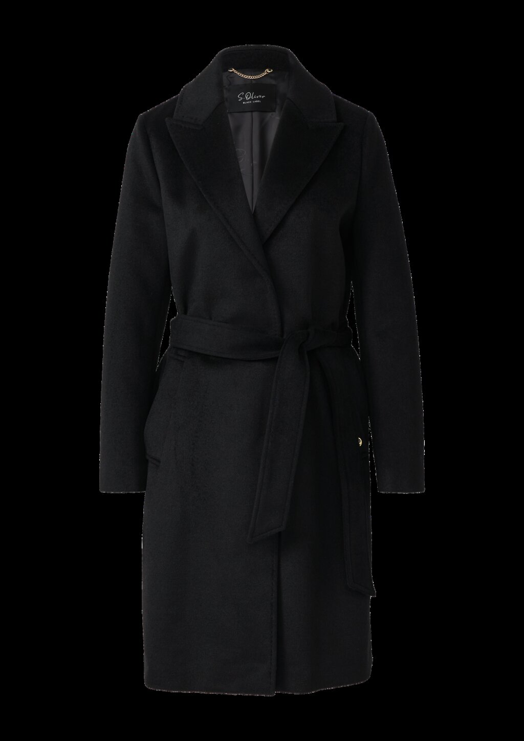 Mantel aus Wollmix mit Jacquard-Futter und Bindegürtel