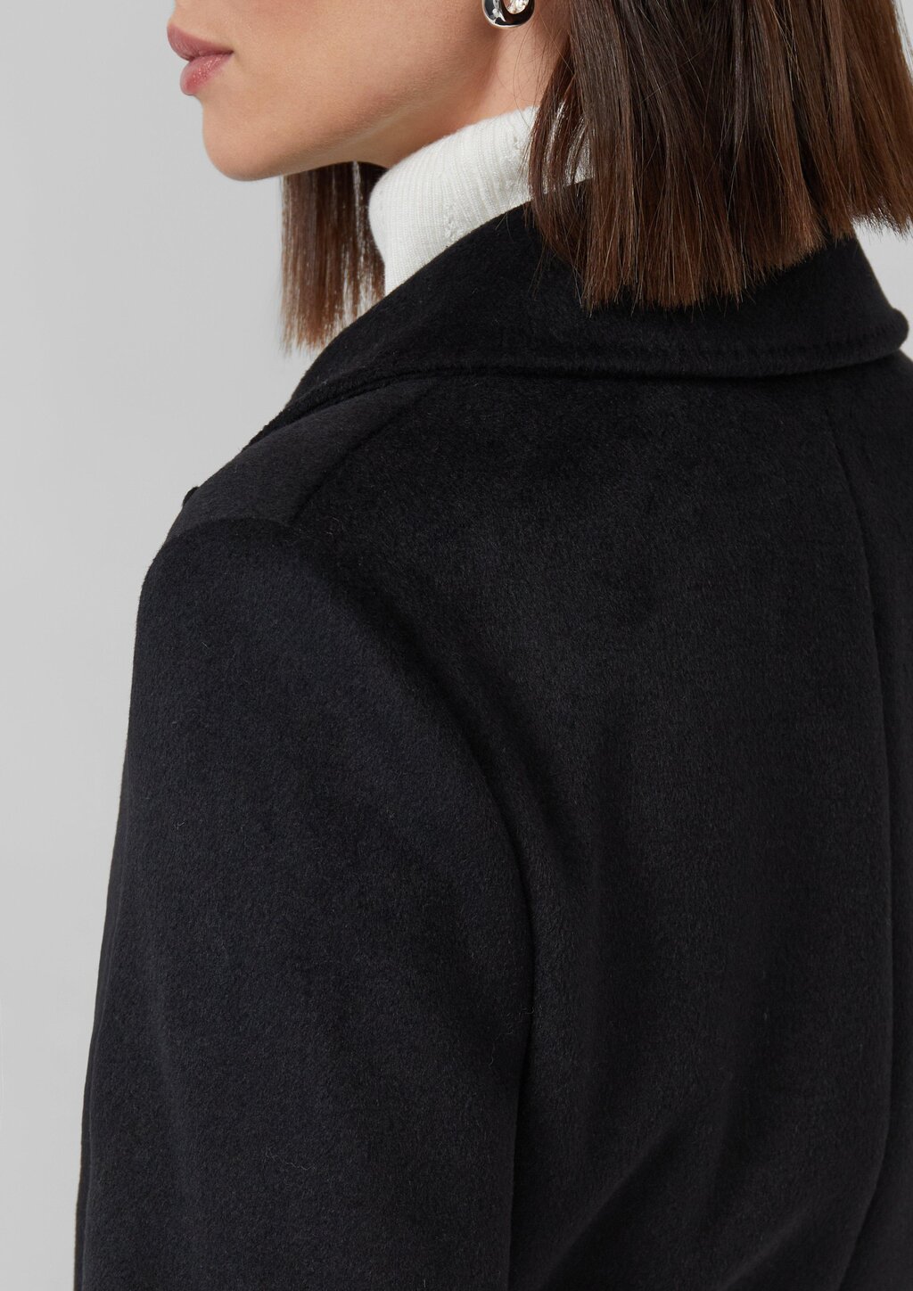 Mantel aus Wollmix mit Jacquard-Futter und Bindegürtel