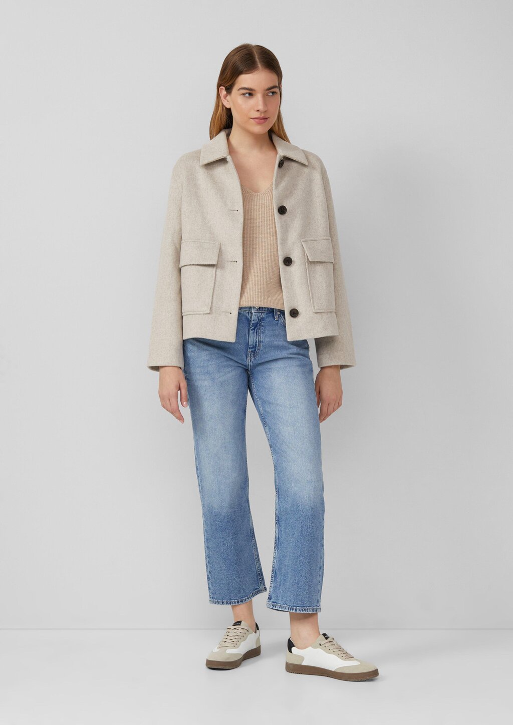 Strickpullover aus Baumwollmix mit V-Ausschnitt