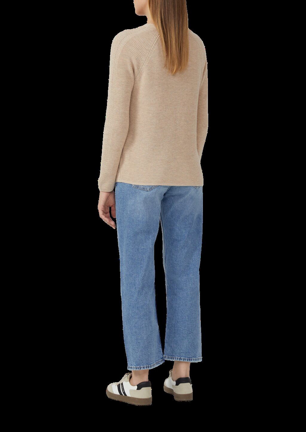 Strickpullover aus Baumwollmix mit V-Ausschnitt