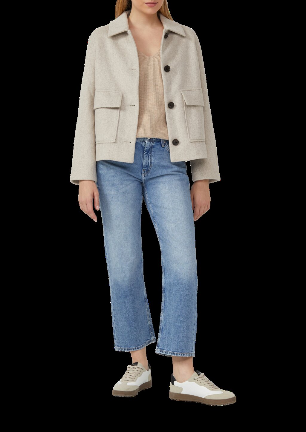 Strickpullover aus Baumwollmix mit V-Ausschnitt